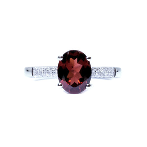 Dainty Garnet & Diamond Ring - Johnny Jewelry