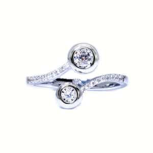 Two Stone Bypass Bezel Diamond Ring - Johnny Jewelry