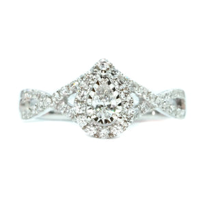 Pear Diamond Halo Ring With Infinity Band - Johnny Jewelry