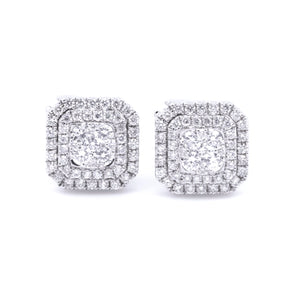 3-in-1 Cushion Shape Diamond Cluster Earrings & Jackets - Johnny Jewelry