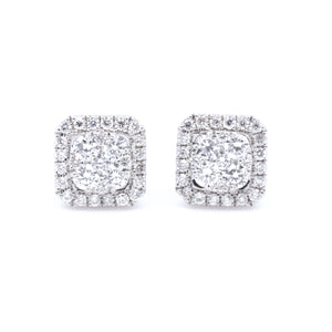 3-in-1 Cushion Shape Diamond Cluster Earrings & Jackets - Johnny Jewelry