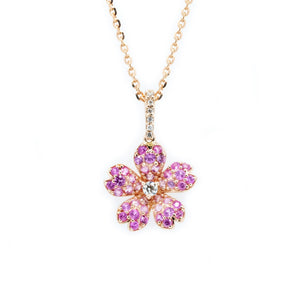 Pink Sapphire Cherry Blossom Pendant - Johnny Jewelry
