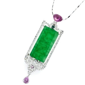 Art Deco Jade, Diamond & Sapphire Pendant - Johnny Jewelry