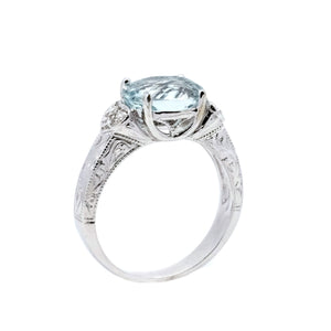 Vintage Style Aquamarine Ring - Johnny Jewelry