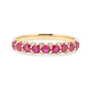 Stackable 4mm Ruby & Diamond Anniversary Band - Johnny Jewelry