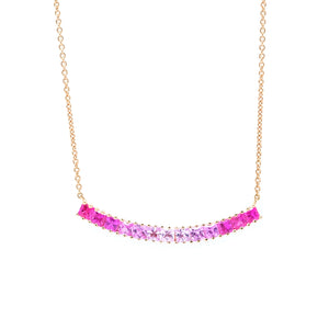Curved Bar Princess Cut Graduated Pink Sapphire Necklace - Johnny Jewelry