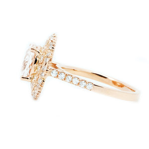 Lacy Morganite & Diamond Halo Ring - Johnny Jewelry