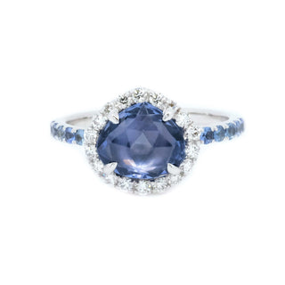 Rose Cut Pastel Blue Sapphire & Diamond Ring