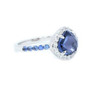 Rose Cut Pastel Blue Sapphire & Diamond Ring