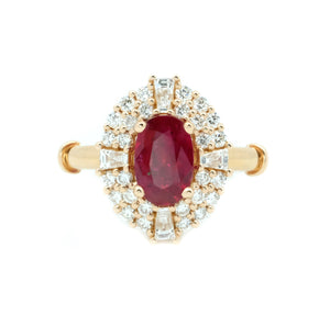 Art Deco Halo Ruby & Diamond Ring