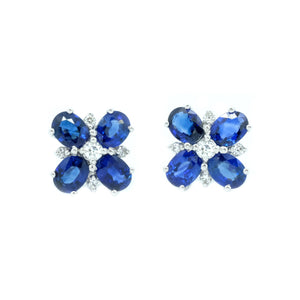 Fleur Sapphire & Diamond Earrings - Johnny Jewelry