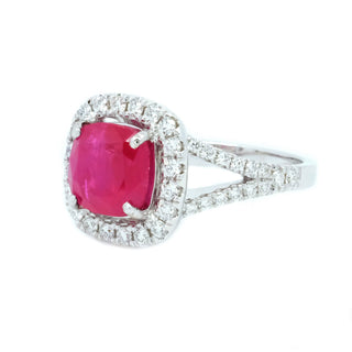 Cushion Shape Ruby & Diamond Halo Ring