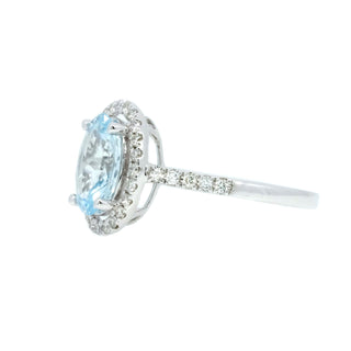 Oval Aquamarine & Diamond Halo Ring