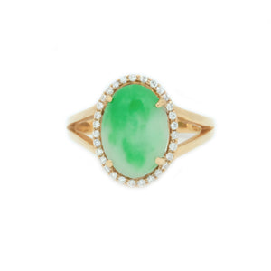 Classic Jade & Diamond Halo Ring