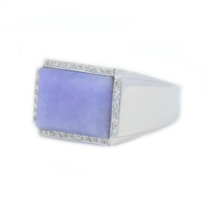 Art Deco Lavender Jade & Diamond Ring - Johnny Jewelry