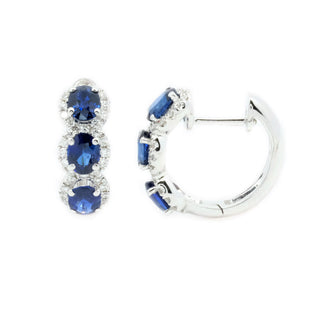 Trio Sapphire & Diamond Huggie Hoop Earrings