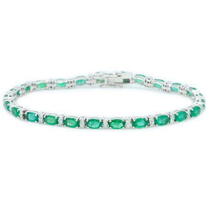 Emerald & Diamond Tennis Bracelet - Johnny Jewelry