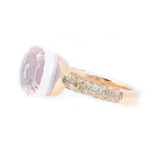 Checkered Pink Amethyst & Champagne Diamond Ring