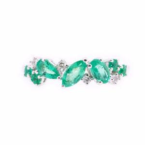 Stardust Emerald, White Sapphire & Diamond Ring