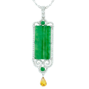 Lacy Jade & Diamond, Yellow Sapphire Pendant