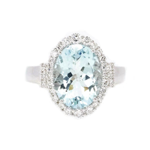 Diva Oval Aquamarine & Diamond Ring - Johnny Jewelry