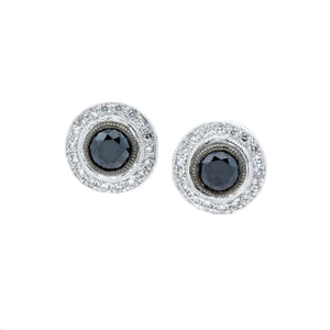 Pave Halo Black Diamond Earrings