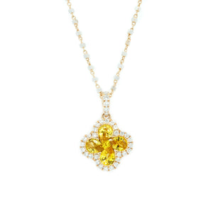 Clover Yellow Sapphire & Diamond Pendant