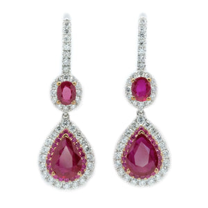 Diva Ruby & Diamond Drop Earrings - Johnny Jewelry