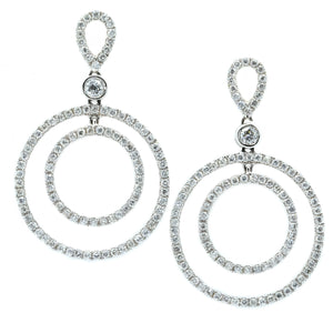 Dual Circle Diamond Drop Earrings