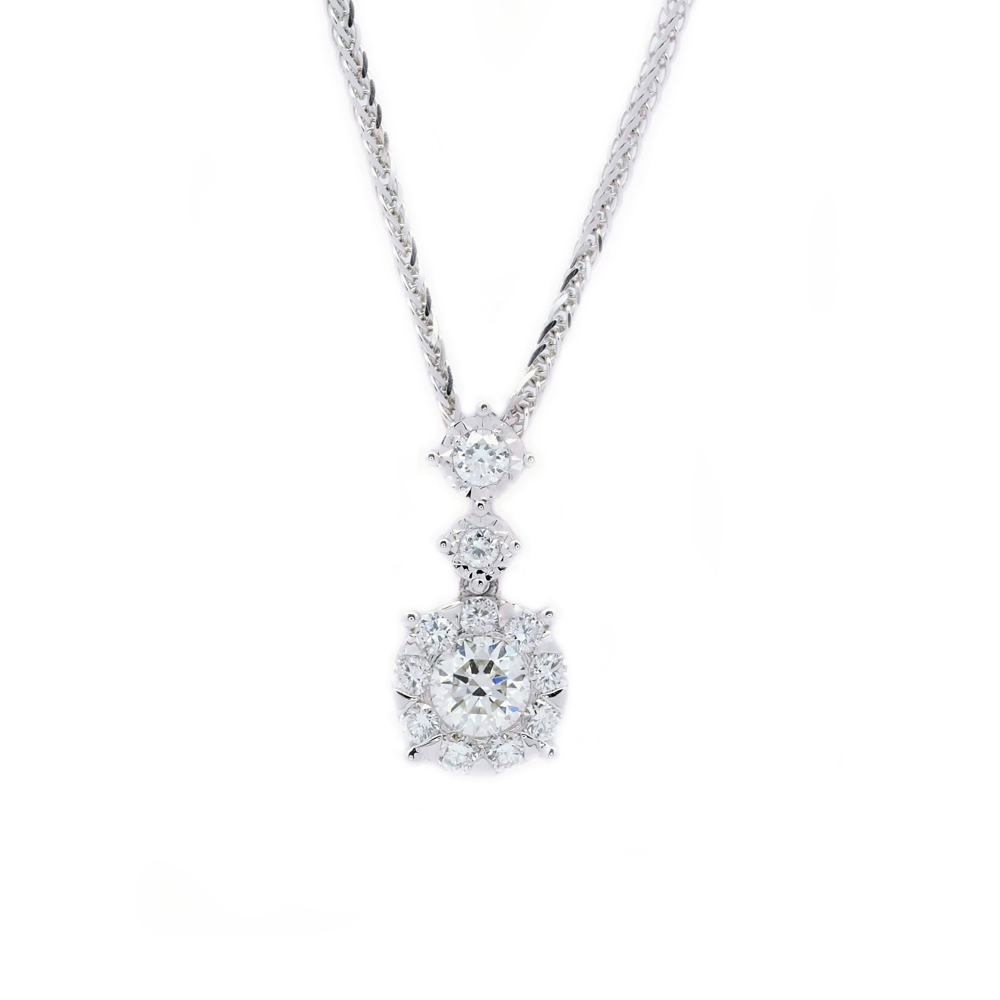 3 Stone Round Shape Lab Diamond Bar Pendant — Ouros Jewels