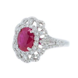 Lacy Ruby & Diamond Ring - Johnny Jewelry