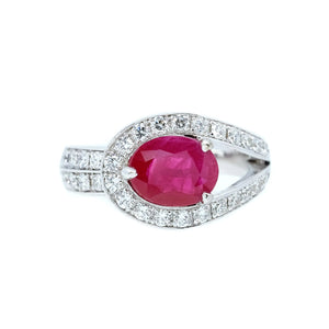 East-West Set Ruby & Diamond Ring