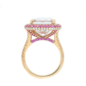 Kunzite & Pink Sapphire Diamond Halo Ring