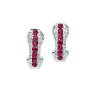 Ruby & Diamond Hoop Earrings - Johnny Jewelry