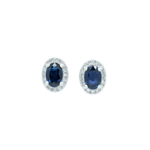 Dainty Sapphire & Pave Diamond Halo Earrings