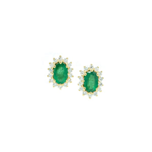 Dainty Emerald & Diamond Halo Earrings