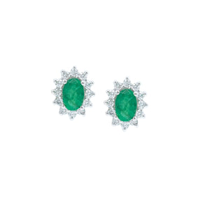 Classic Emerald & Diamond Halo Earrings