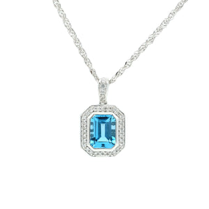 Art Deco Blue Topaz & Diamond Pendant
