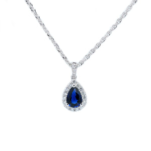 Classic Teardrop Sapphire & Diamond Pendant