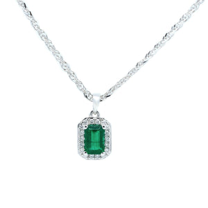 Emerald Cut Emerald & Pave Diamond Pendant
