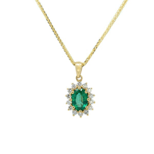 Classic Oval Emerald & Diamond Pendant