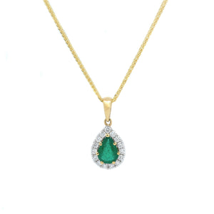Classic Teardrop Emerald & Diamond Pendant