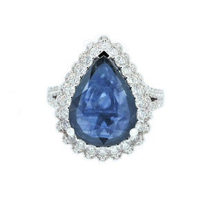 Lacy Teardrop Sapphire & Diamond Ring