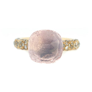 Checkered Pink Amethyst & Champagne Diamond Ring