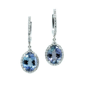 Periwinkle Blue Tanzanite & Diamond Drop Earrings - Johnny Jewelry