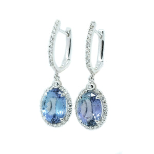 Periwinkle Blue Tanzanite & Diamond Drop Earrings - Johnny Jewelry