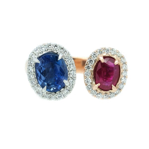 Toi Et Moi Ruby & Sapphire, Diamond Ring