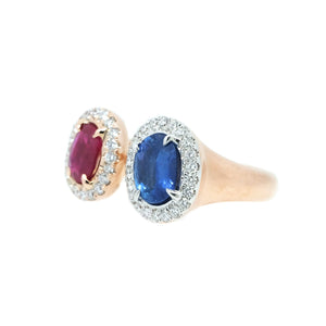 Toi Et Moi Ruby & Sapphire, Diamond Ring