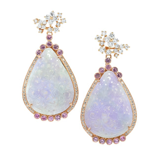 Starry Diamond Earrings & Detachable Lavender Jade Drops