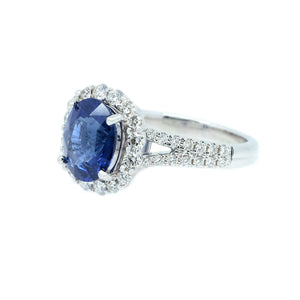 Luna Sapphire & Diamond Halo Ring